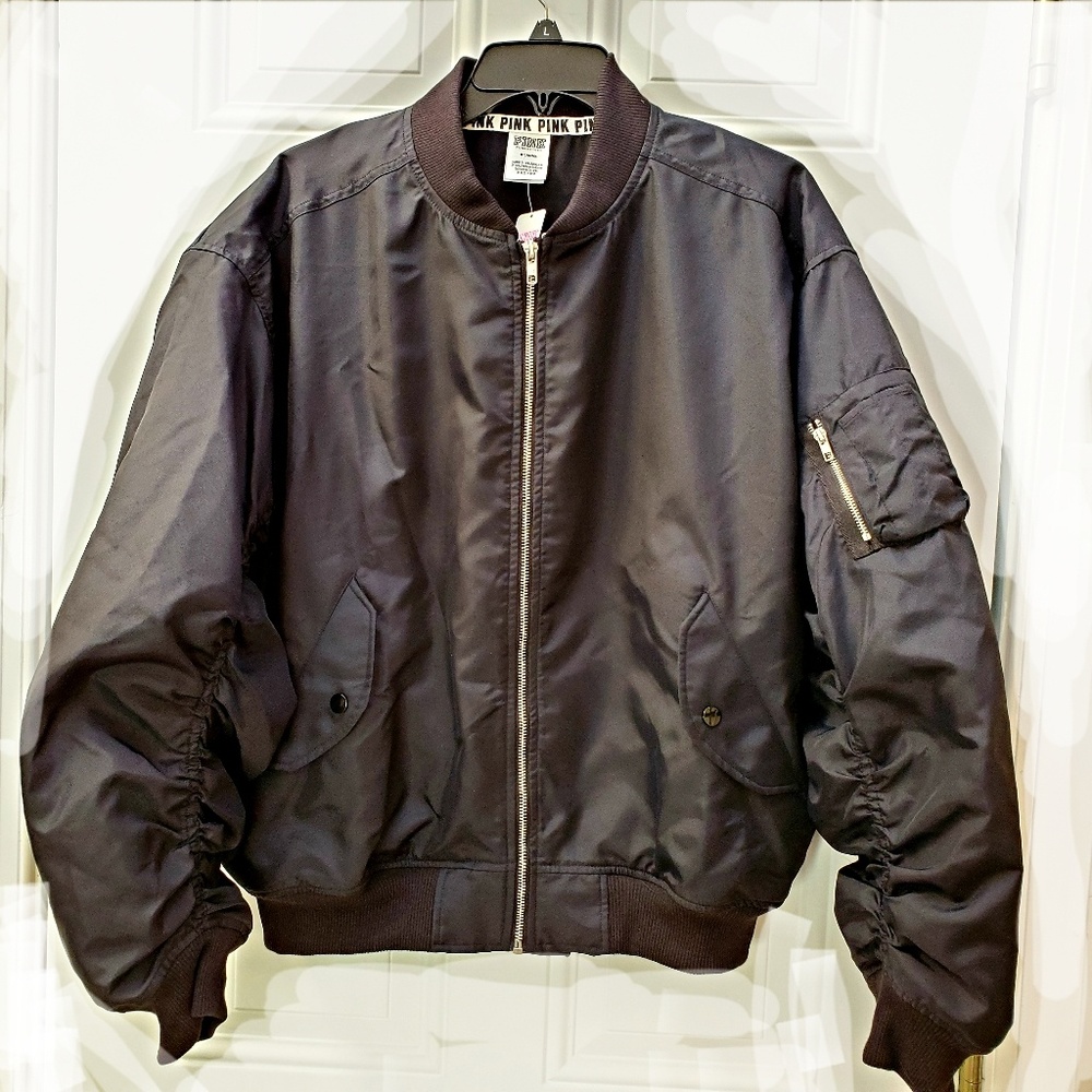 VICTORIA'S SECRET Pink Blk  Bomber Flight Jacket M